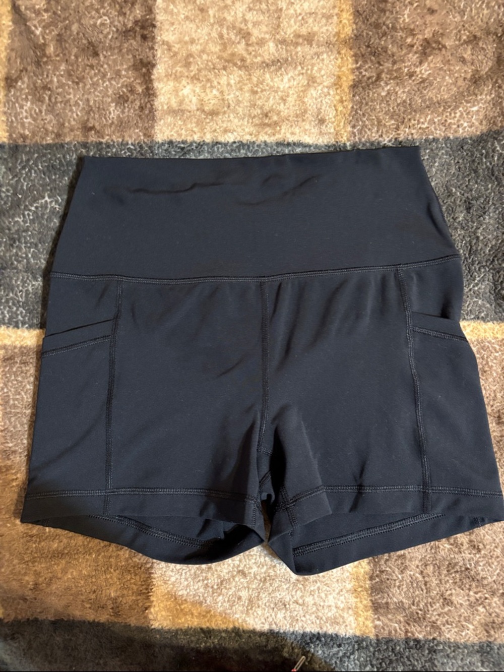 Yogalicious Black High-Waist Athletic Shorts with Side Pockets